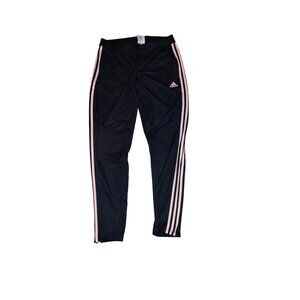 Adidas Girls Black Athletic Pants With Pink Stripes Size M
